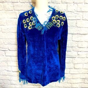 Blue Embellished Women's Cardigan